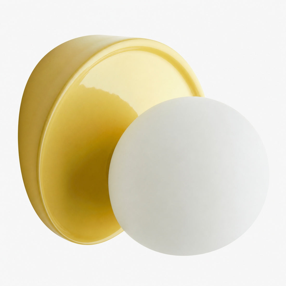 Solna Round Glass Wall Sconce with Ceramic Base—Minimalist Lighting for Bedroom or Hallway