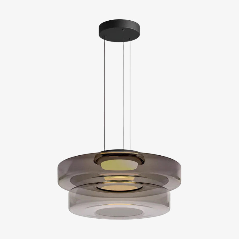 Nora Contemporary Multi-Layer Glass Pendant Lamp - Adjustable Hanging Light for Living Room or Kitchen Island