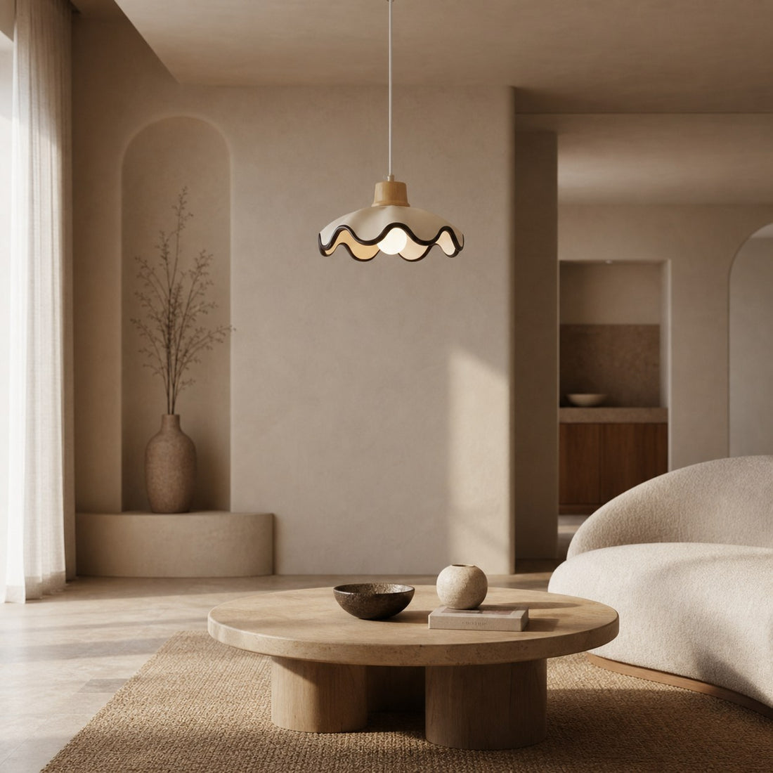 Moliro Scalloped Pendant Light - Modern Wavy Lighting for Dining Room