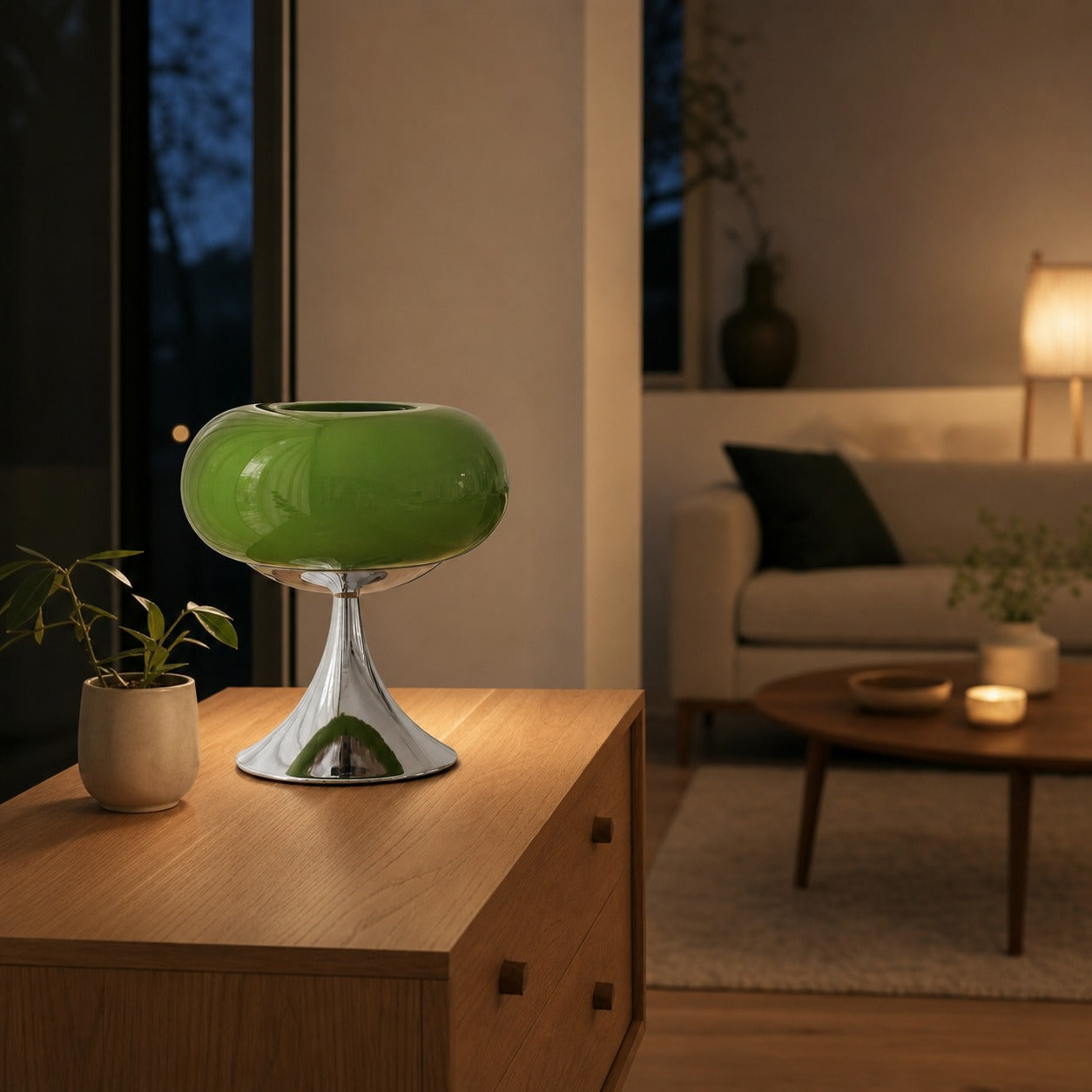 Lollora Decorative Table Lamp – Sculptural Glass Accent Light for Bedroom or Living Room