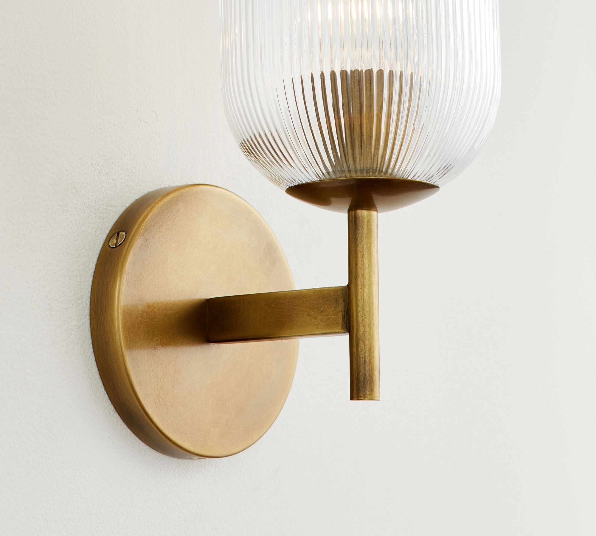 Bravira Ribbed Glass Sconce - Metal Wall Light with Clear Glass Shade