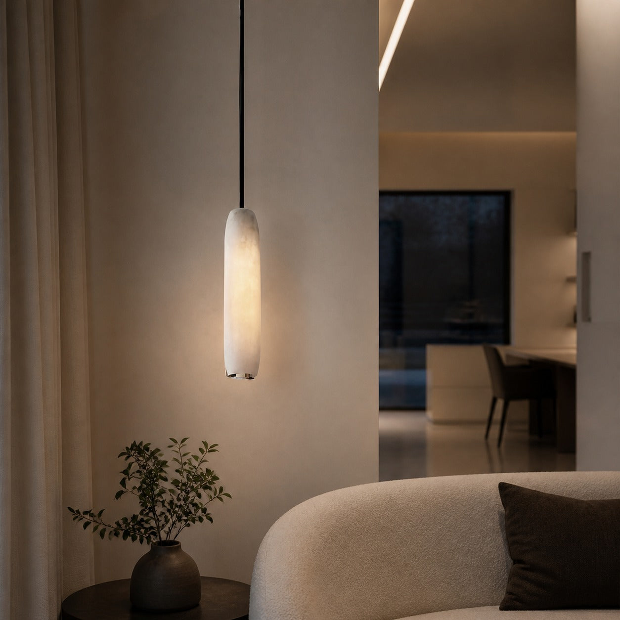 Alabaster Flute Pendant Light
