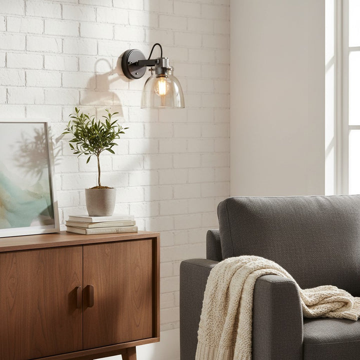 Readium Modern Glass-Shaded Wall Lamp – Adjustable Head for Bedrooms and Hallways