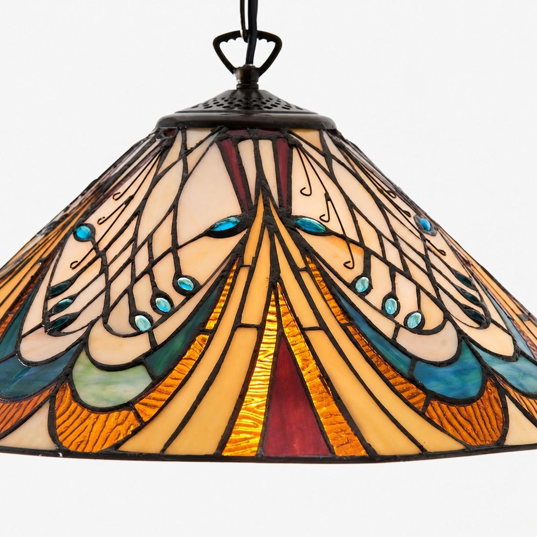 TF Hector Pendant Light – Art Nouveau Stained Glass Decorative Light for Dining or Living Room