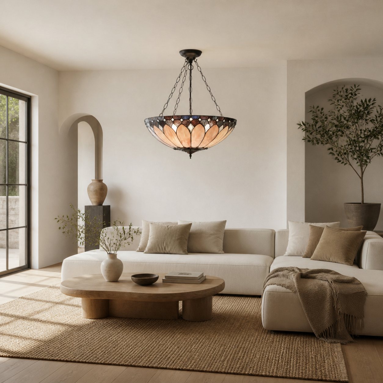 TF Brooklyn Inverted Pendant – Deco Glass Pendant Light with Adjustable Chain for Home Spaces