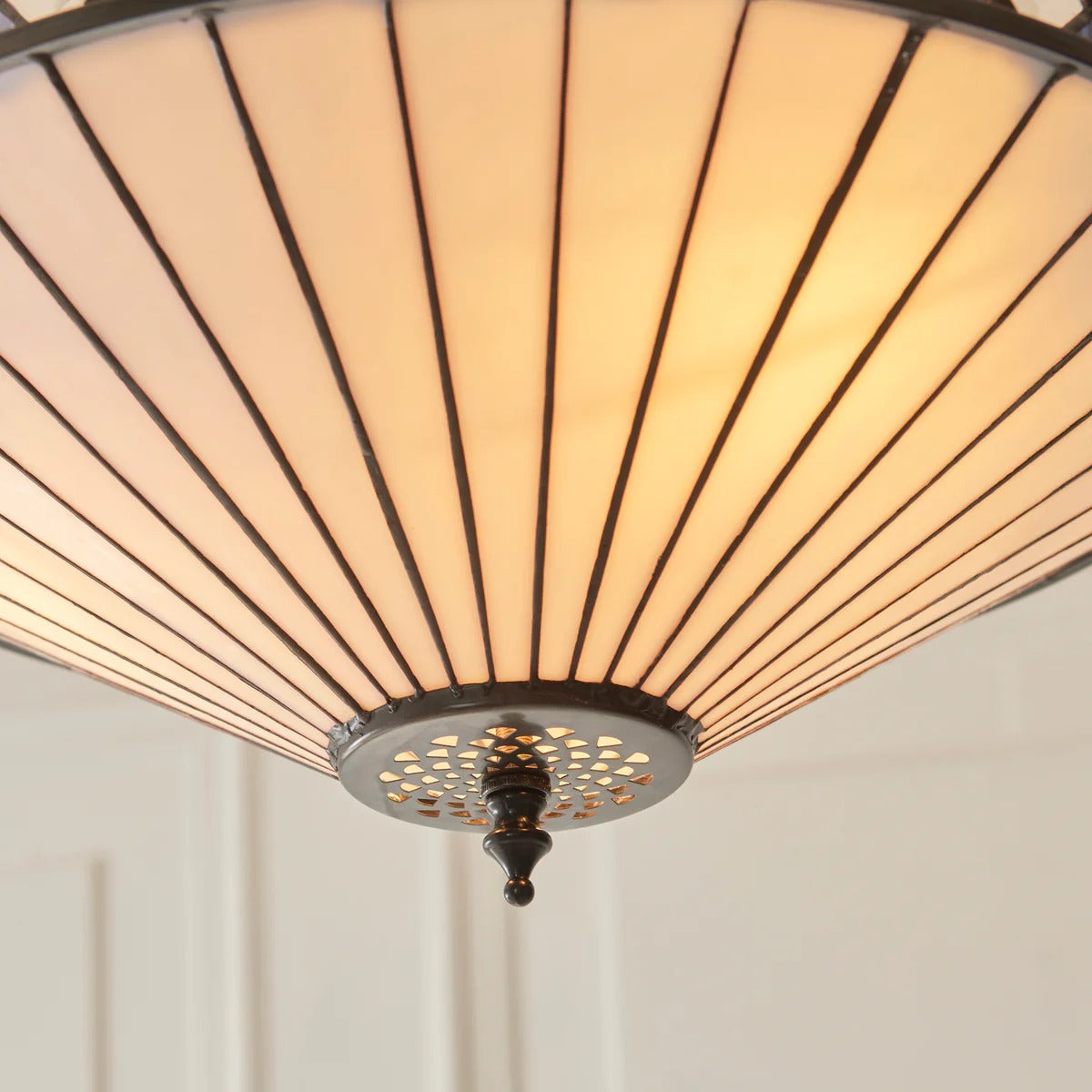 TF Fargo Adjustable Pendant with Stained-Glass Inspired Inverted Shade for Island and Dining