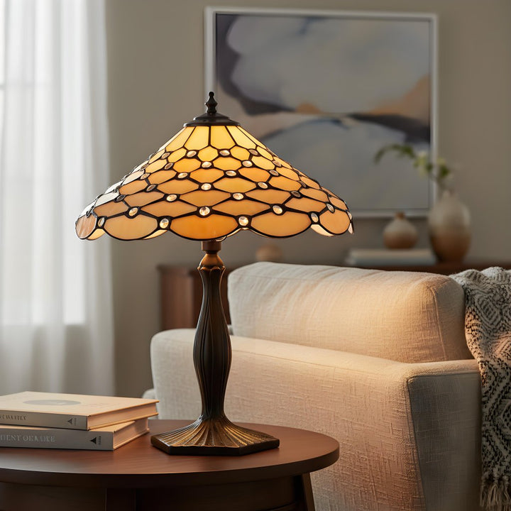 TF Pearl Stained Glass Table Lamp - Bedroom and Living Room Ambient Light