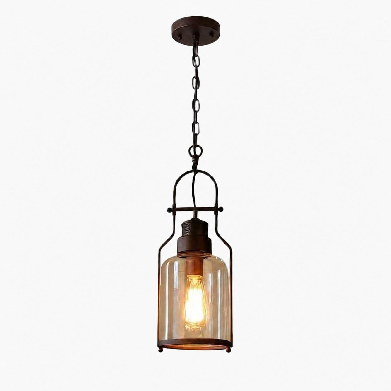 Lirra Vintage Iron Glass Pendant Lamp - Industrial Style Ceiling Lamp for Bars and Homes U20