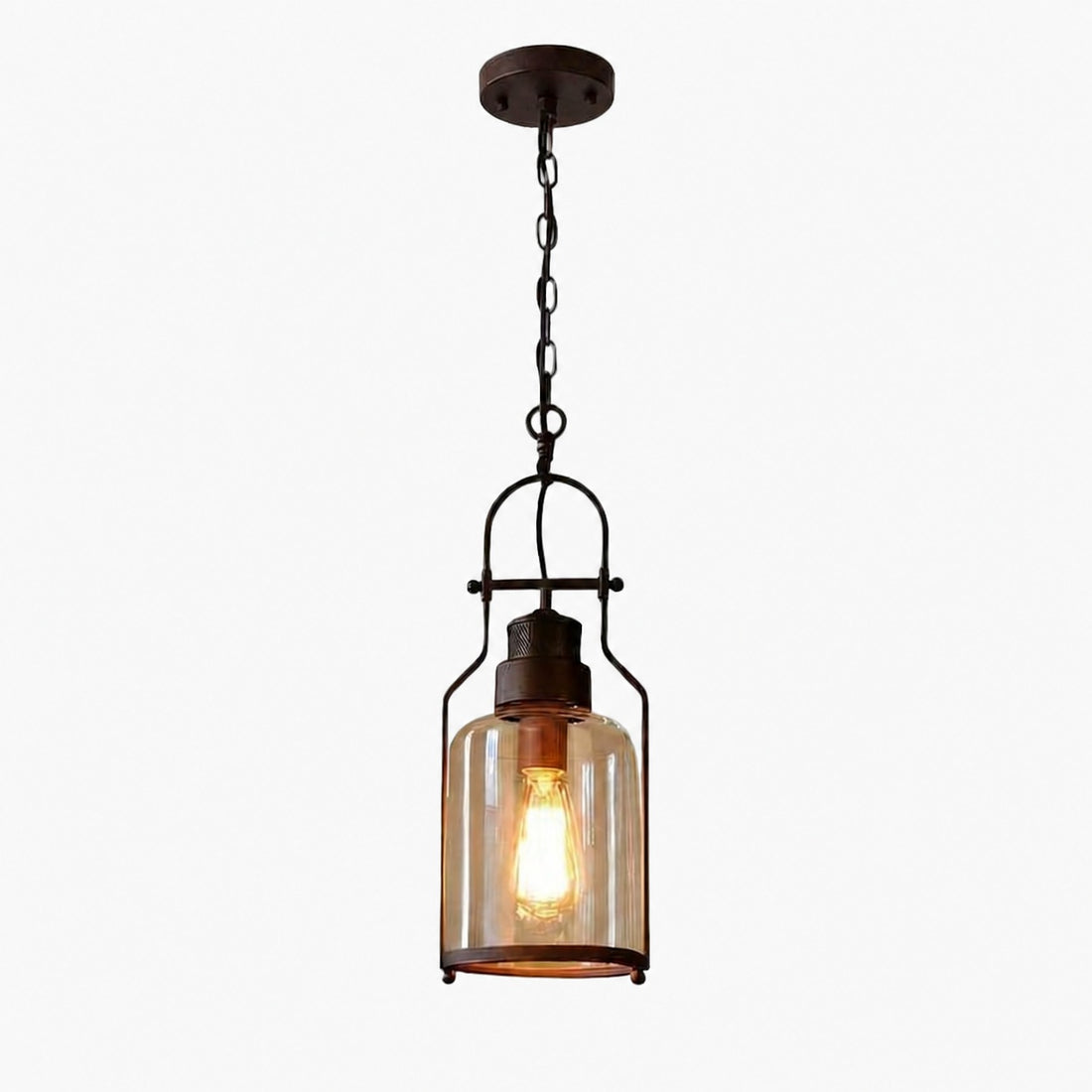 Lirra Vintage Iron Glass Pendant Lamp - Industrial Style Ceiling Lamp for Bars and Homes U20