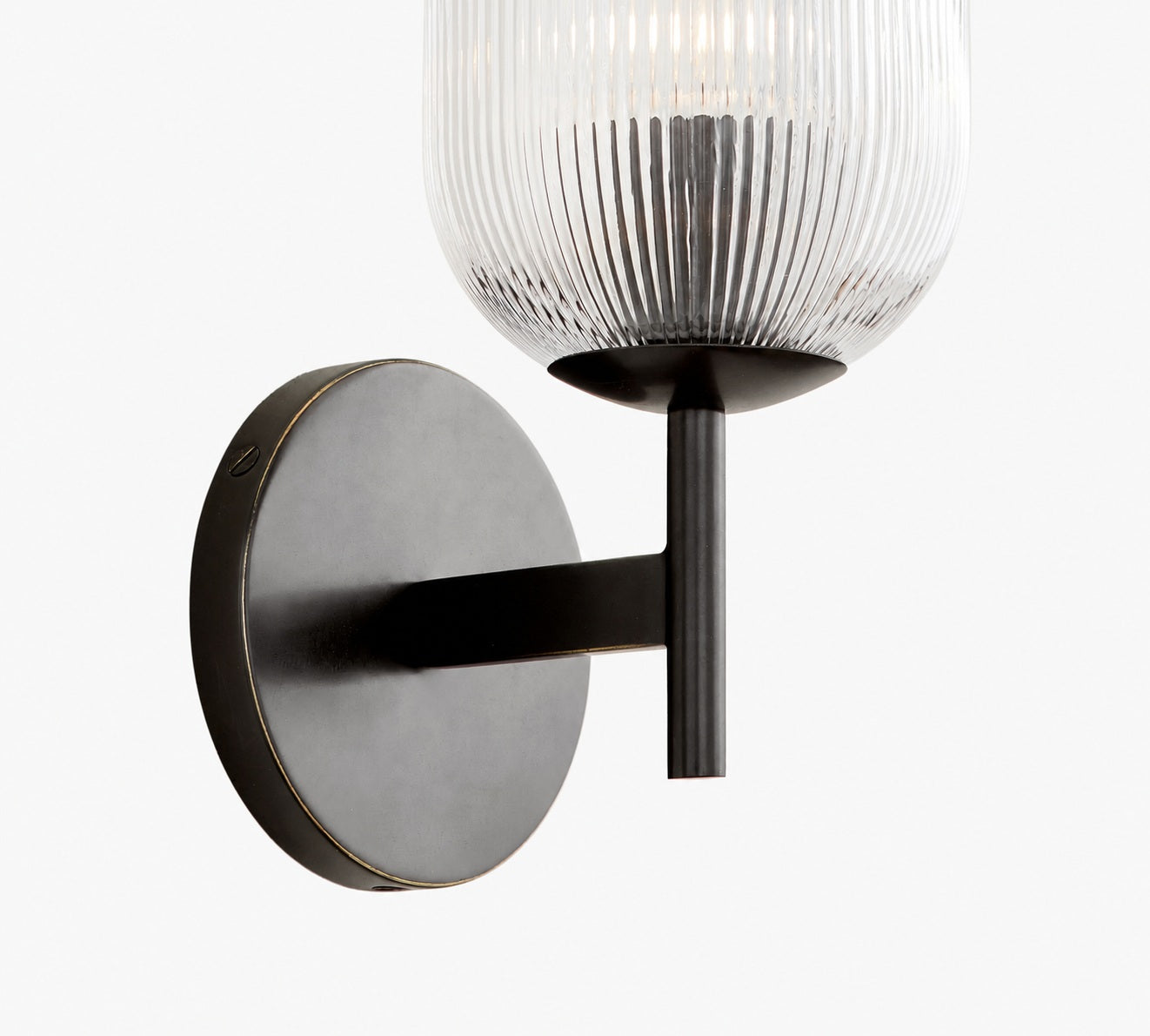 Bravira Ribbed Glass Sconce - Metal Wall Light with Clear Glass Shade
