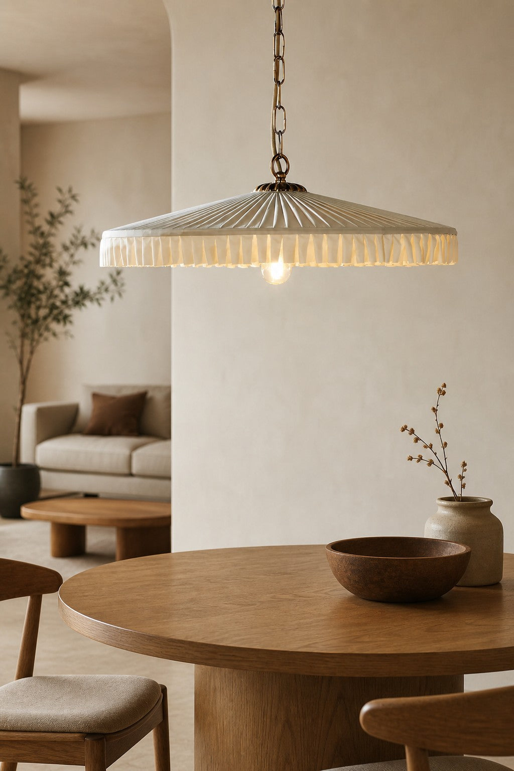 Elumina Silk Pleated Pendant Light - Classic Hanging Ceiling Fixture