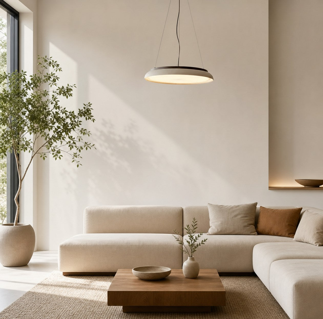Torvella Travertine Ring Pendant Light - Minimalist Sculptural Lamp for Modern Interiors