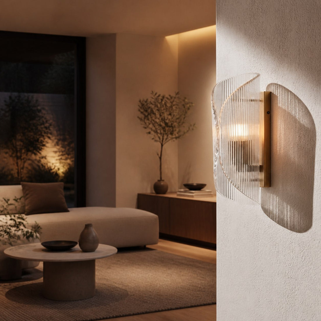 Velora Cylinder Glass Wall Light – Refined Brass Wall Sconce for Entryway or Bedside