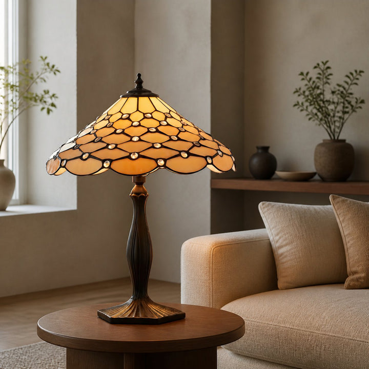 TF Pearl Stained Glass Table Lamp - Bedroom and Living Room Ambient Light