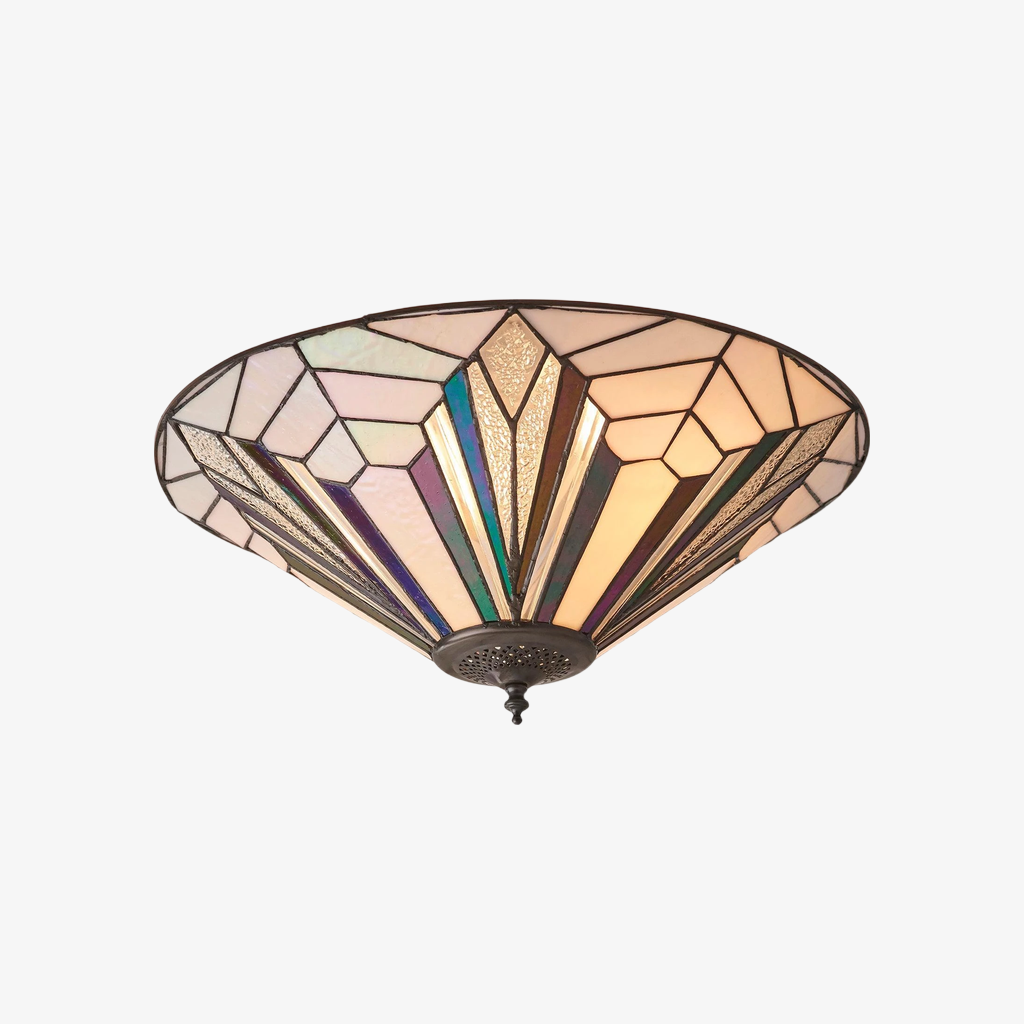 TF Astoria Modern Deco Flush Mount Ceiling Light with Textured Glass – Elegant Home Lighting Fixture