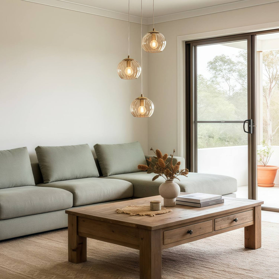 Tracian Dimpled Globes 3-Light Pendant Lamp – Sculptural Amber Lighting Ideal for Lounge or Entryway