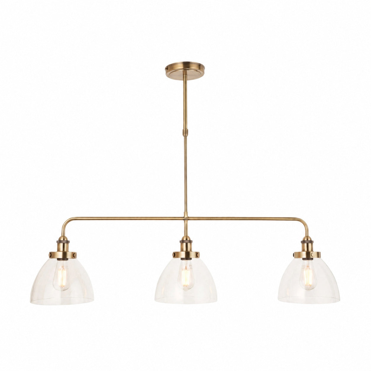 Novera Industrial 3 Light Linear Pendant Light - Modern Metal Style for Kitchen & Dining Room