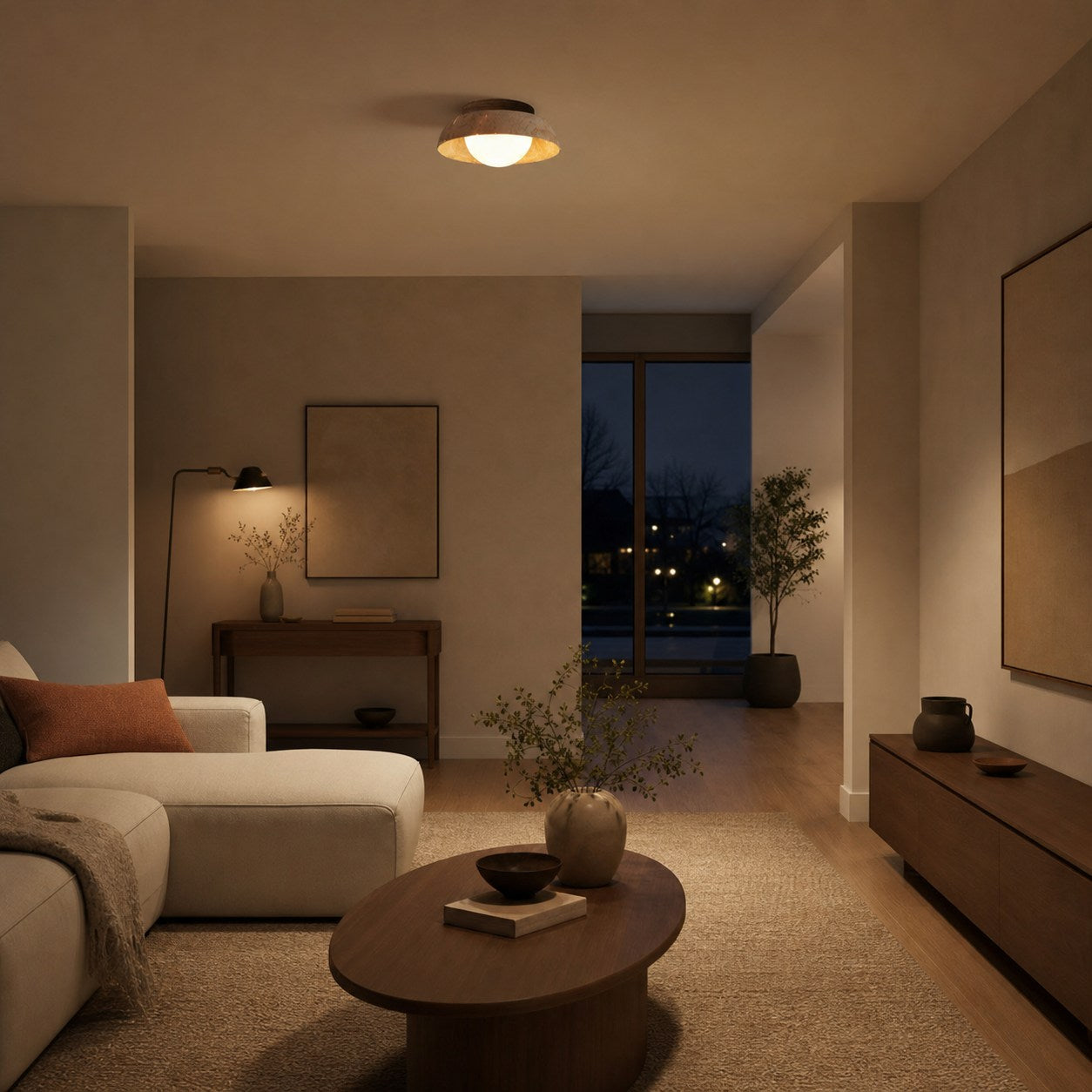 Piedra Travertine Ceiling Lamp