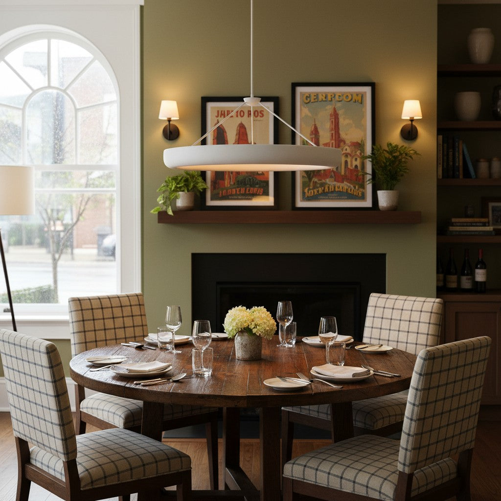 Plara Plaster-Texture Halo Chandelier – Modern Ring Ceiling Lamp for Living & Dining