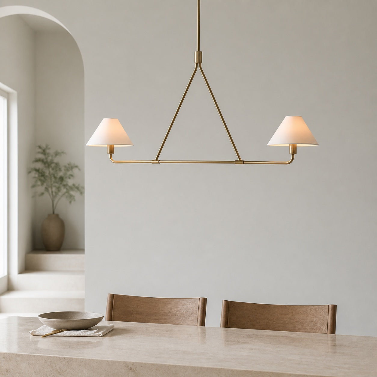 Diora Pendant Light -  Modern Metal Fixture with Linen Shades