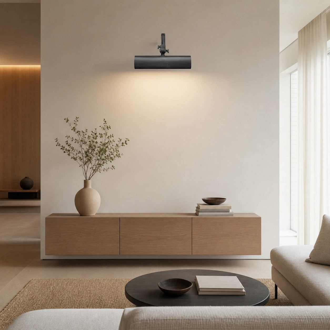 Libris Cylinder Picture Light - Metal Shade Wall Lamp for Living Room or Bedroom
