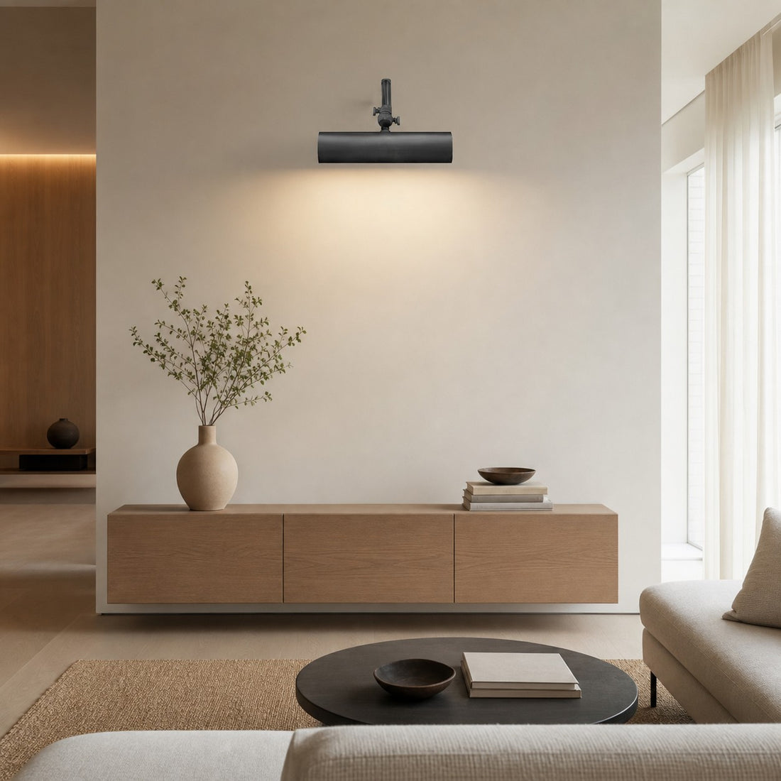 Libris Cylinder Picture Light - Metal Shade Wall Lamp for Living Room or Bedroom
