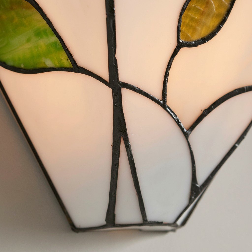 TF Botanica Stained Glass Floral Design Wall Light - Sconce For Hallway And Bedroom