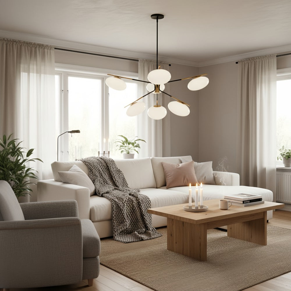 Brimush Flattened-Globe Pendant Lamp – Minimalist Architectural Form