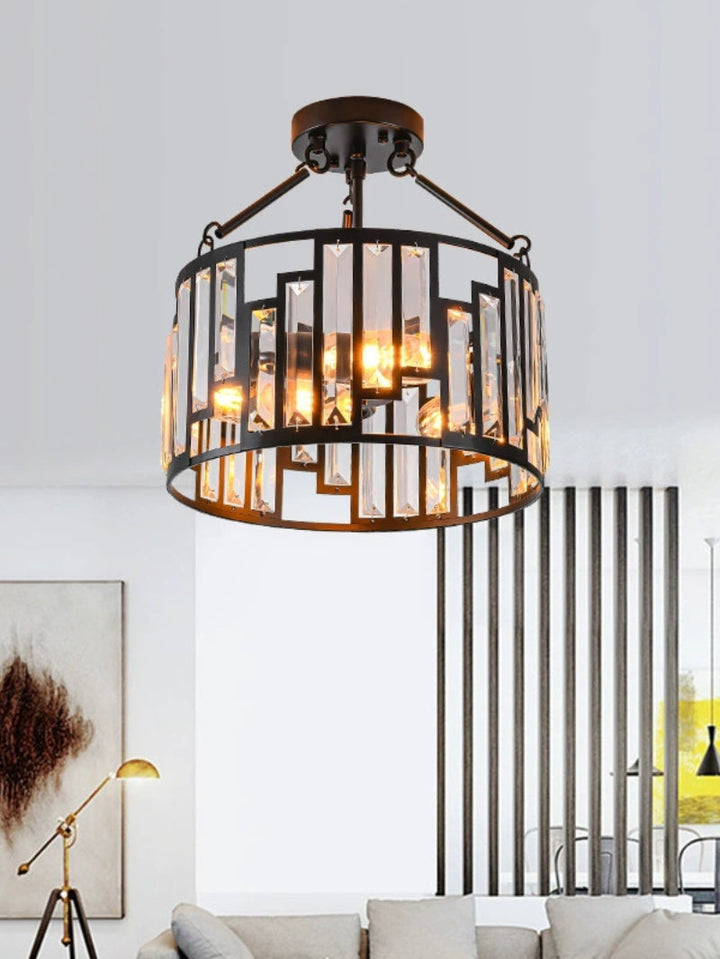 Retro Industrial Style 3-Light Pendant Lamp - Iron Birdcage Drum Light