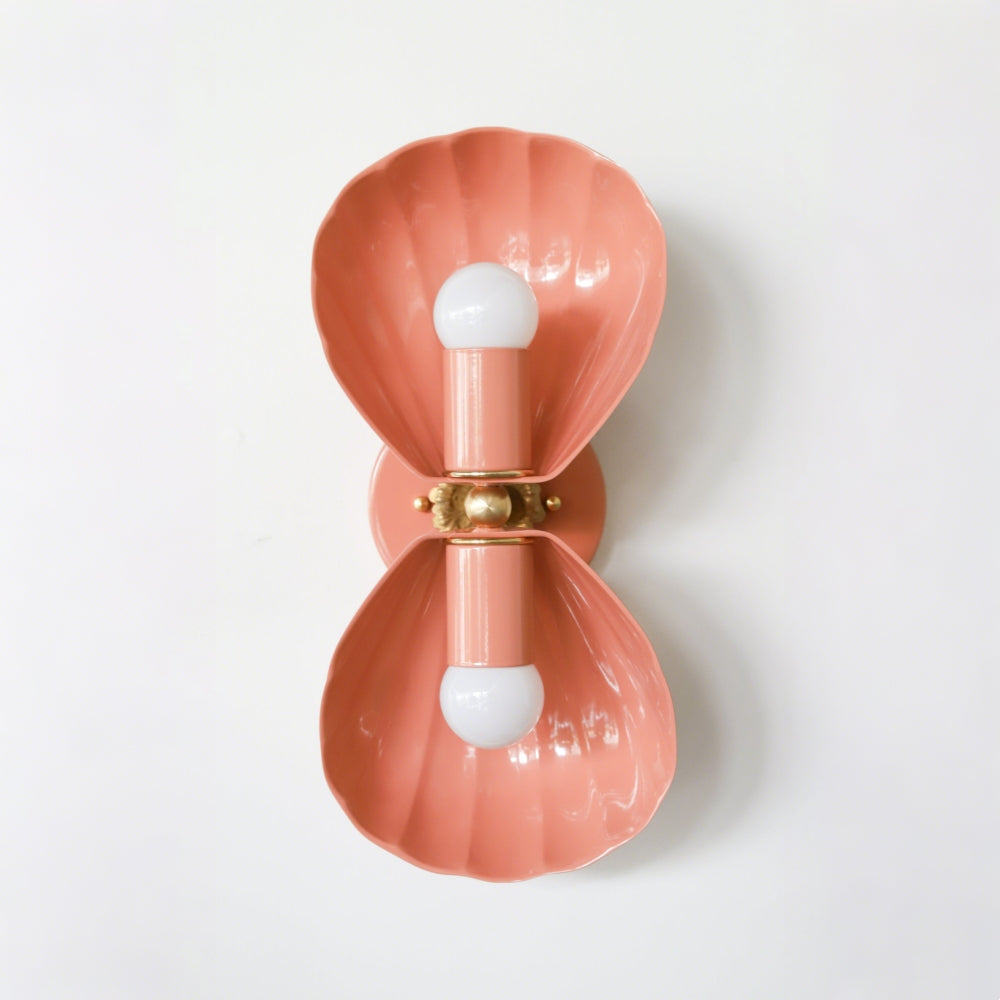 Coastal Shell Wall Light - Double Sconce with Steel and Brass Finish