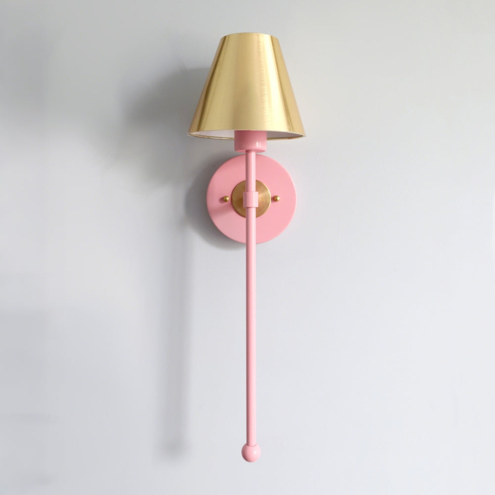 Colorful Single Light Wall Sconce - Brass Accent for Bathroom & Hallway
