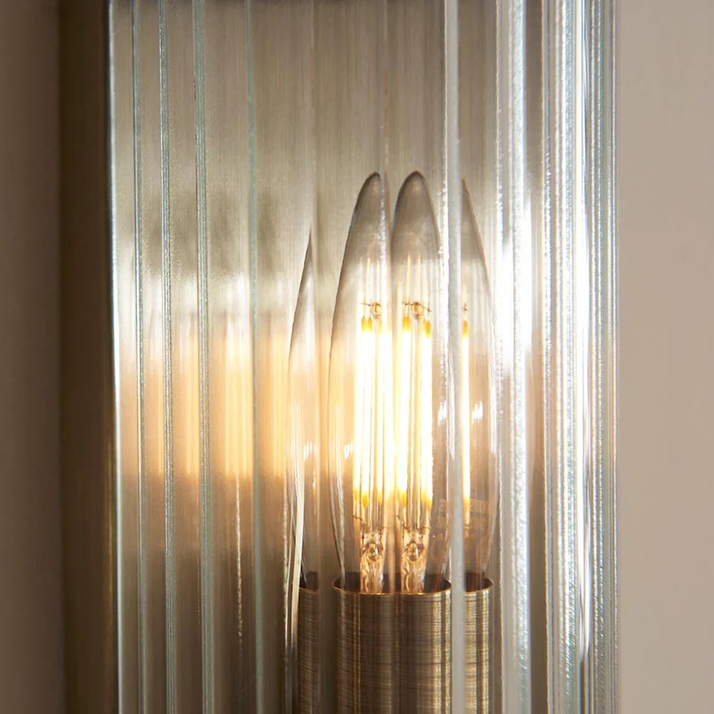 RibGlow Art Deco Ribbed Glass Wall Light - Vintage-Inspired Sconce for Living Room
