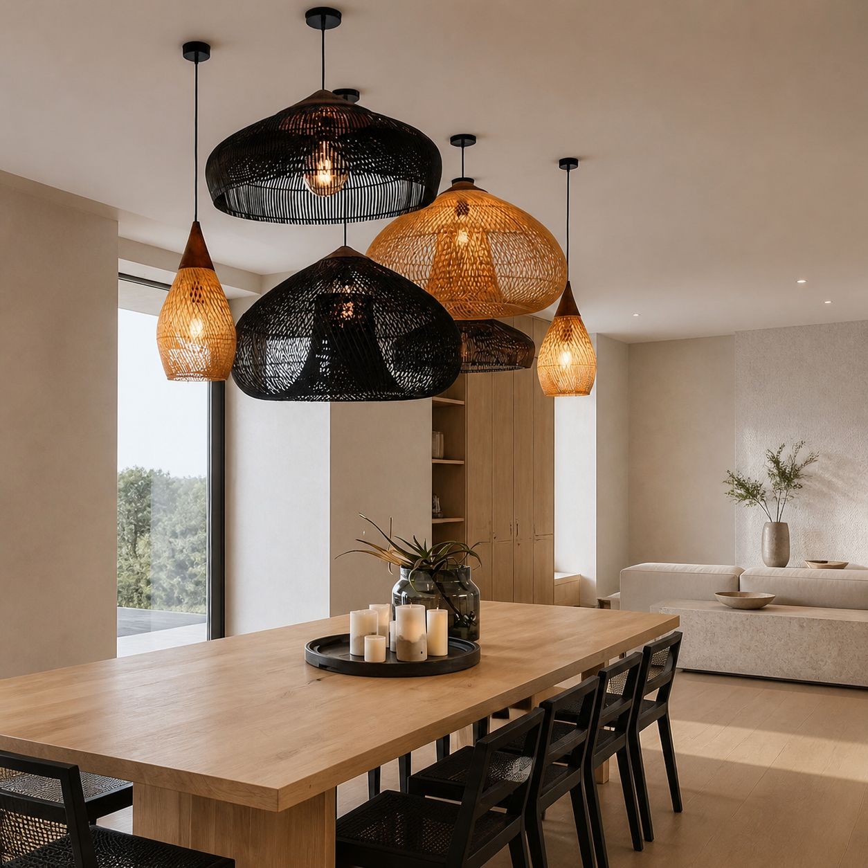 Harp Braided Rattan Pendant Lamp