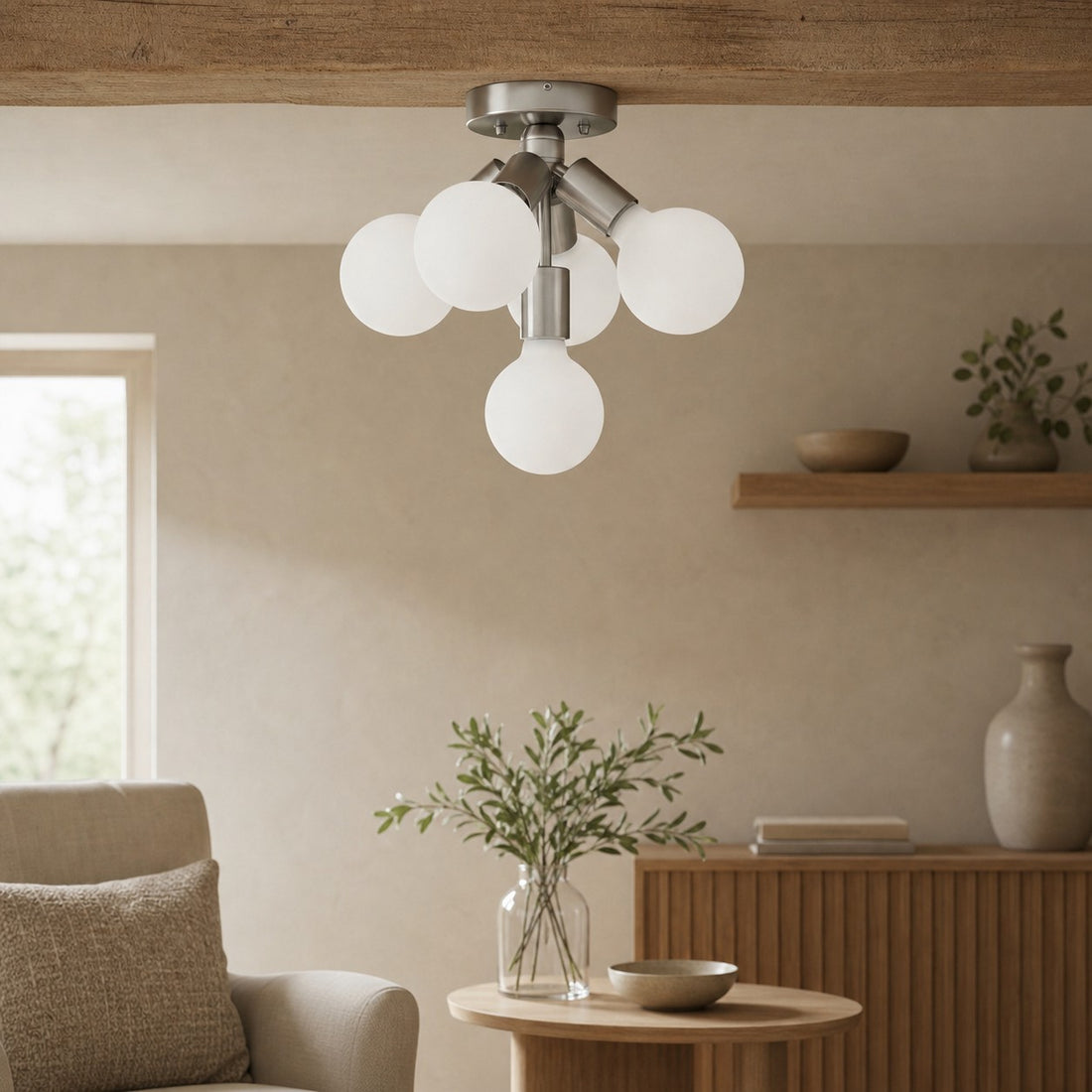 Glorica Glass Flush Mount Light - Globe Ceiling Fixture Modern