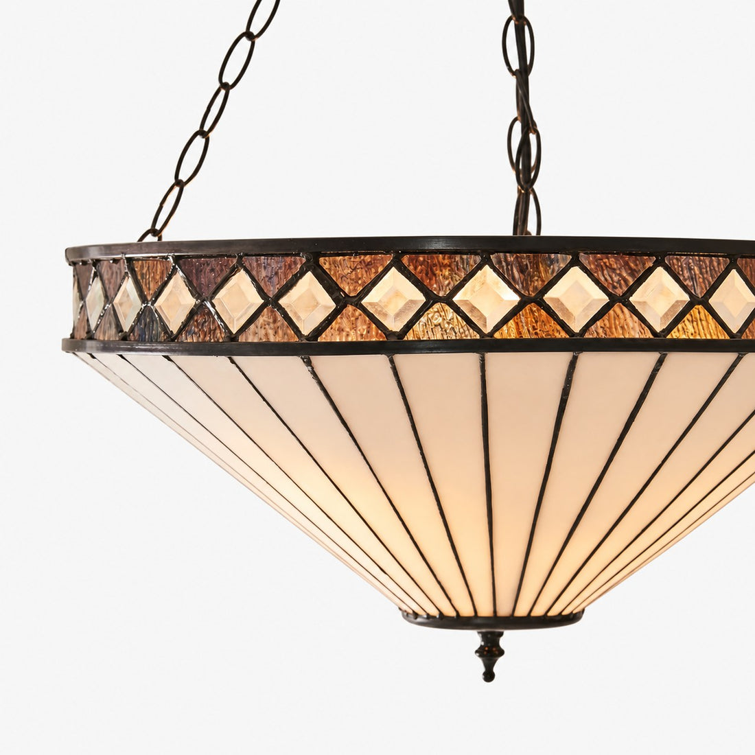 TF Fargo Adjustable Pendant with Stained-Glass Inspired Inverted Shade for Island and Dining