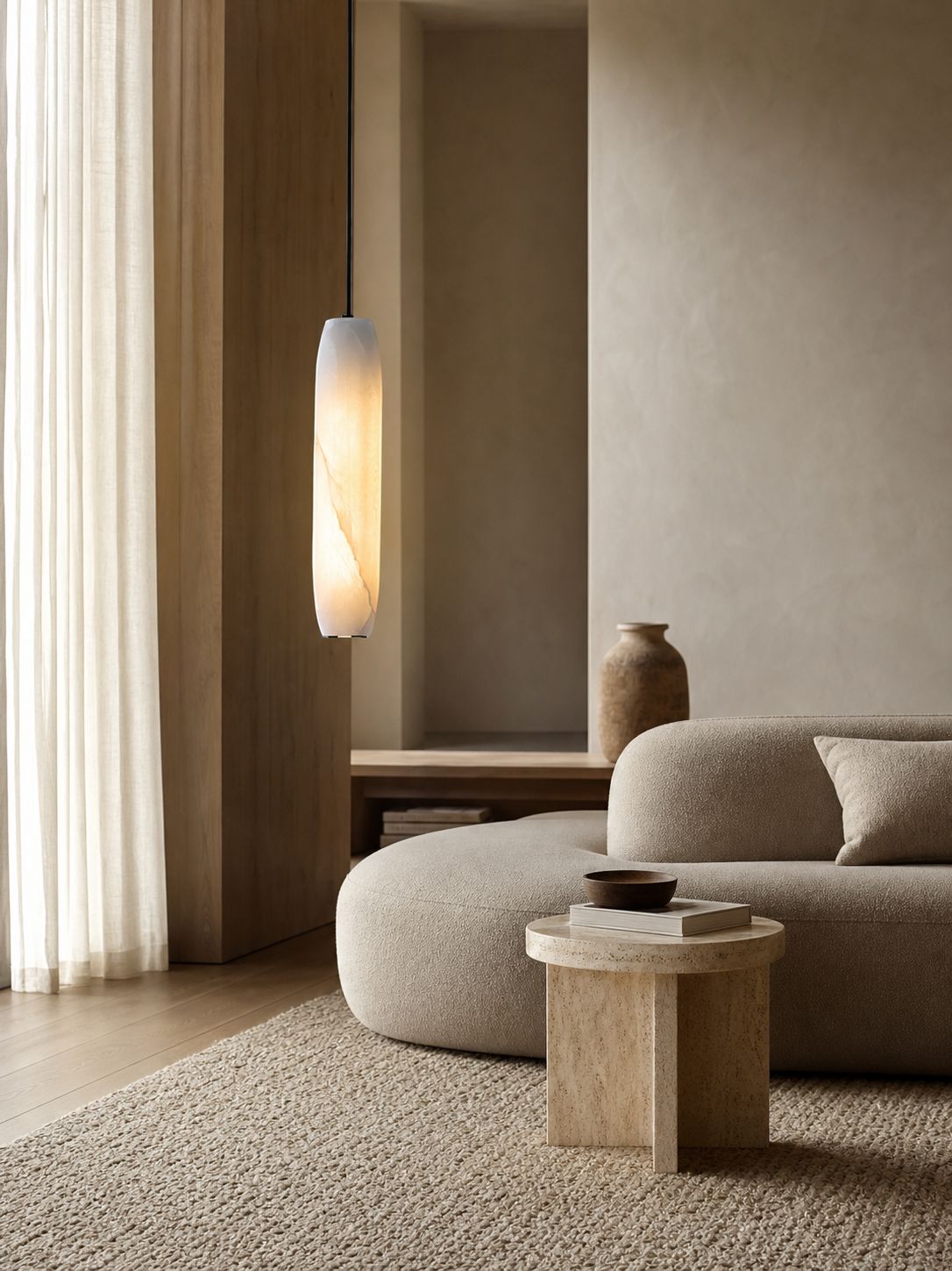 Alabaster Flute Pendant Light