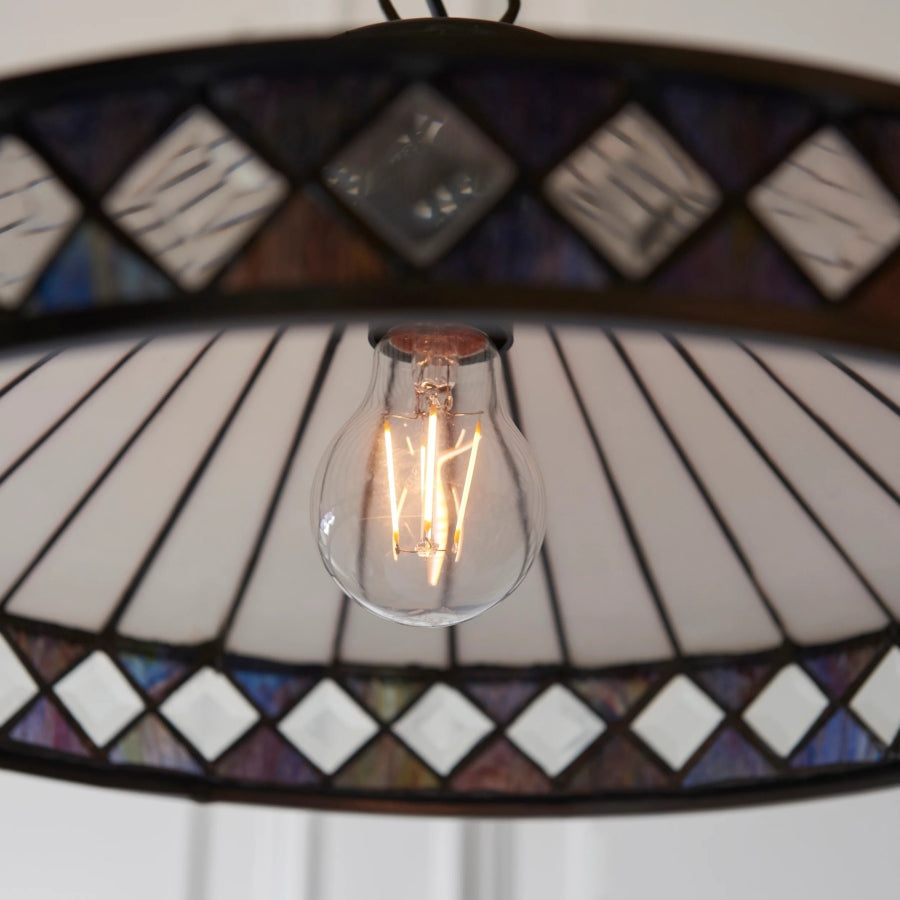 TF Fargo Pendant Light - Tiffany Style Lighting with an Art Deco Shade and Adjustable Chain