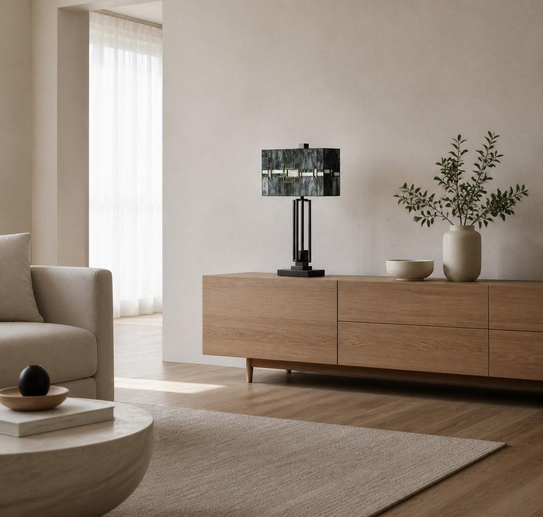 Culletto Stained-Glass Rectangular Table Lamp – Artisan Look for Bedrooms and Hallways