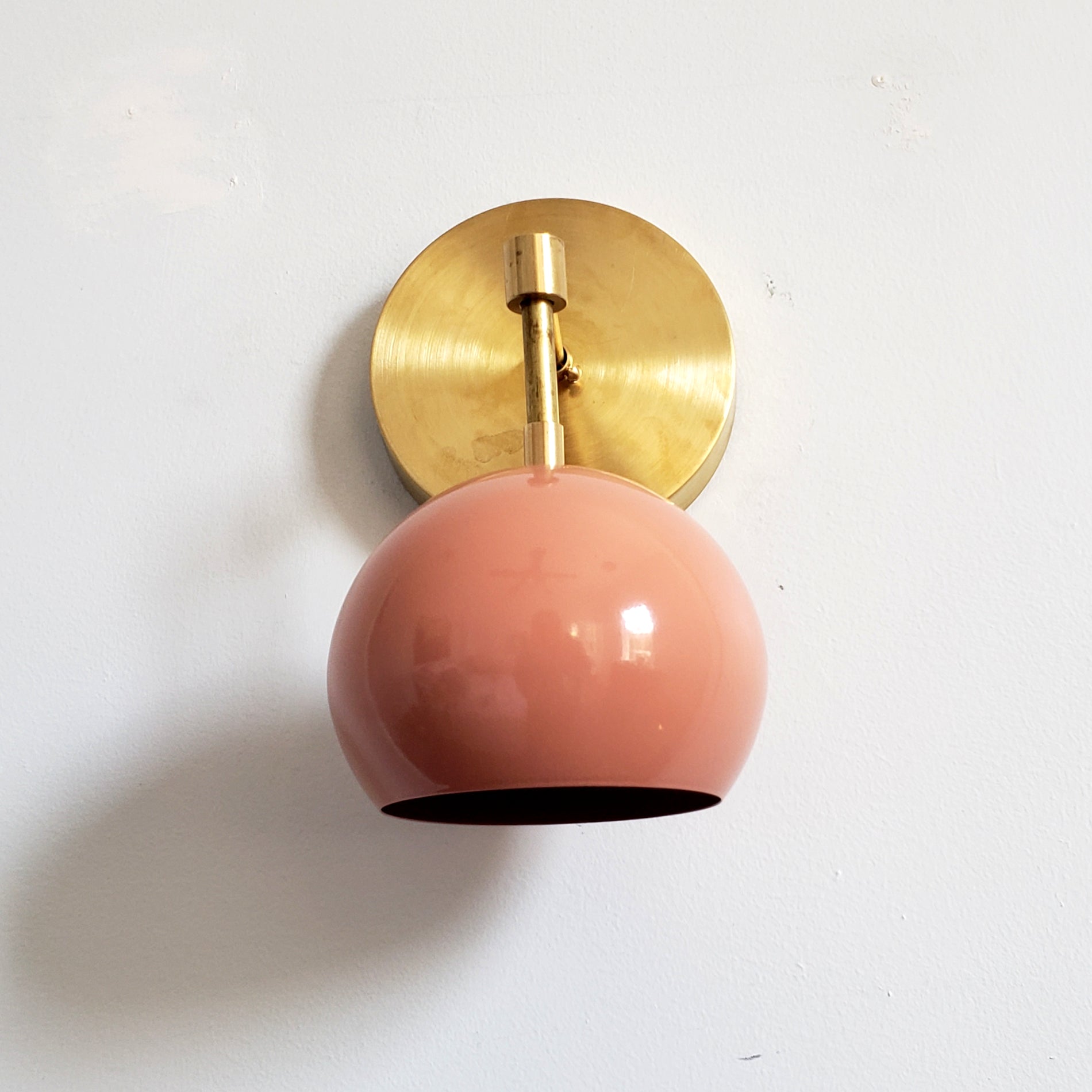 Mid Century Flame Orange Globe Wall Sconce - Modern Brass Or Chrome Light