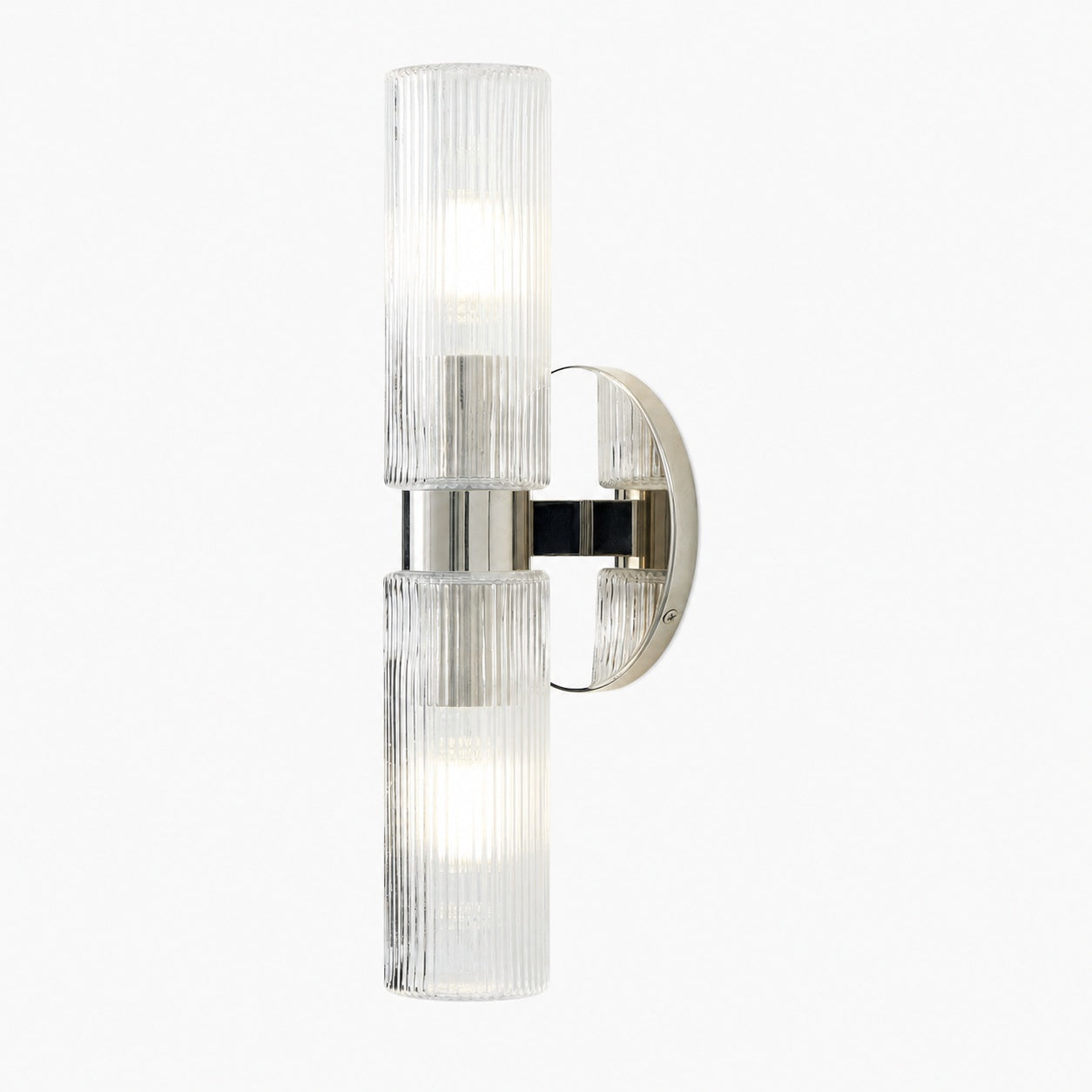 Rivora Fluted Glass Double Short Sconce - Indoor Outdoor Wall Light Elegance