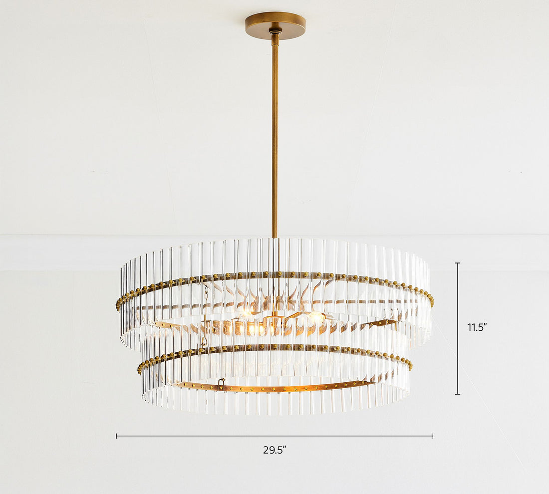 Lumora Crystal Pendant Light – Elegant Tumbled Brass & Cut Glass