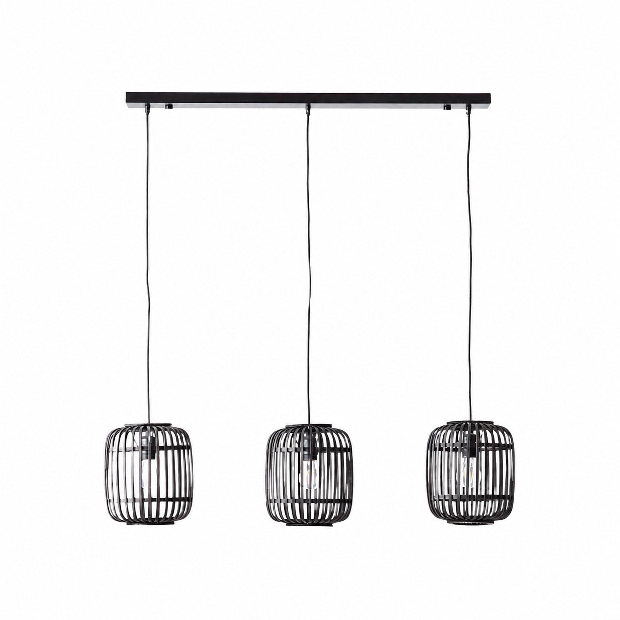 Yumeko Adjustable Bamboo Pendant Lamp - Natural Cage Ceiling Light Perfect for Living & Dining Rooms