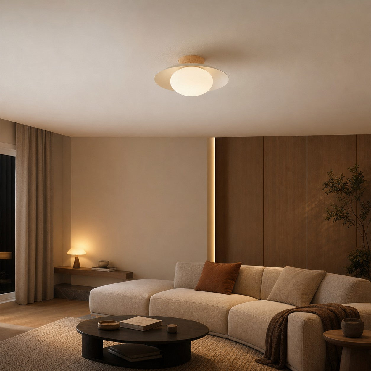 Oribela Ceiling Light Sculptural Globe Aesthetic with Soft Ambient Glow for Kitchen and Lounge
