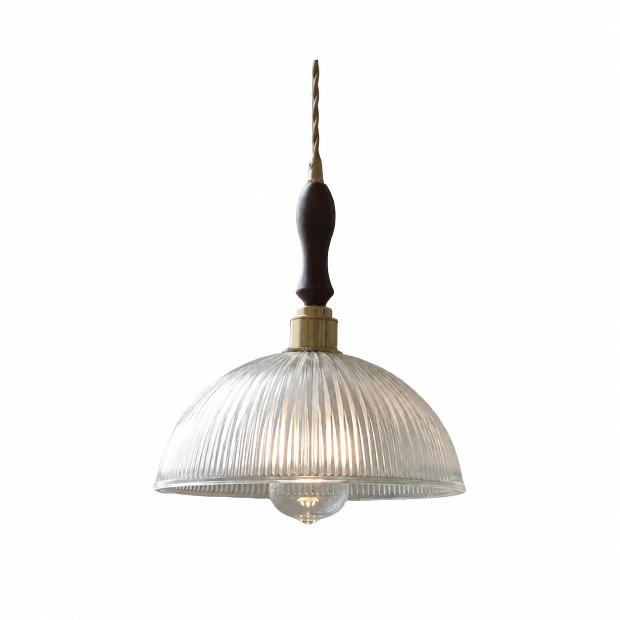 Ribilux Ribbed Pendant Light - Vintage Glass and Metal for Kitchen and Dining Room