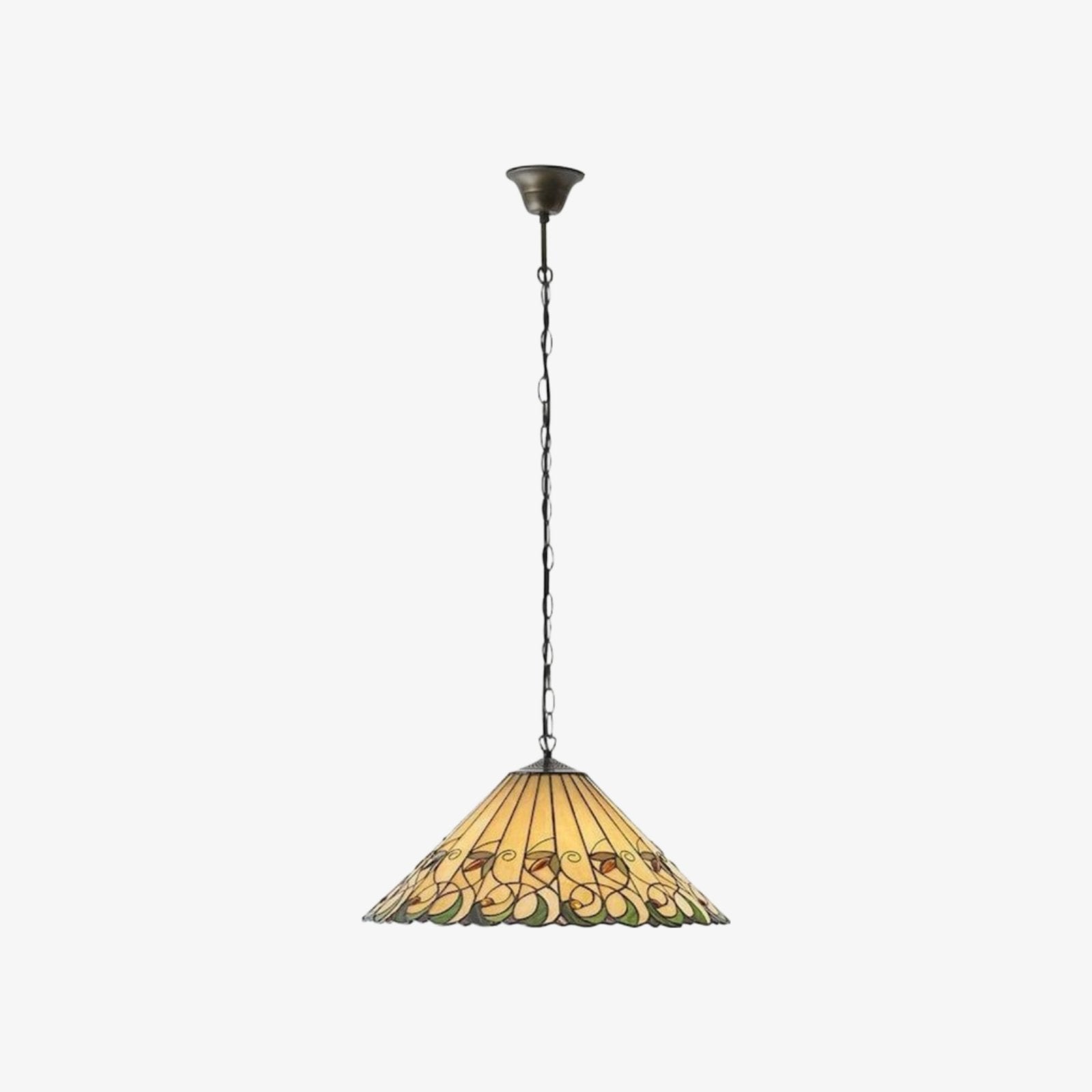 TF Jamelia Vintage Floral Stained Glass Dome Pendant Light for Dining Rooms