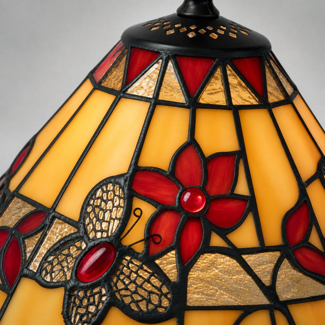 TF Butterfly Table Lamp – Hand-Cut Stained Glass Shade Table Light for Living Room and Bedroom