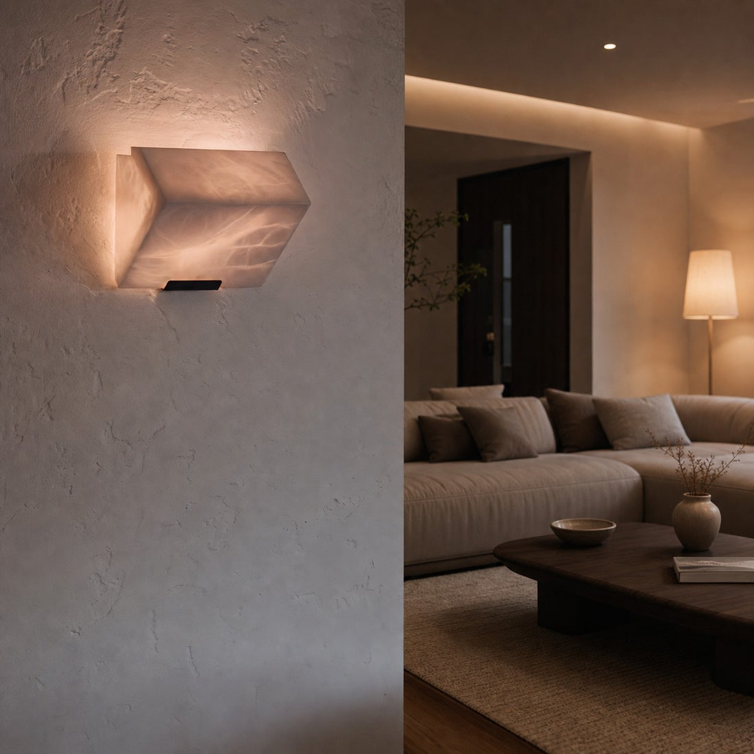 Modern Alabaster Wall Lamp – Minimalist Staircase Sconce for Hallway Corridor Lighting