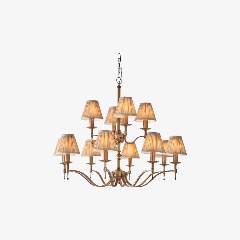 Tela Timeless Classic Elegant Multi Arm Stanford Chandelier - Metal Fabric Lighting for Living Room