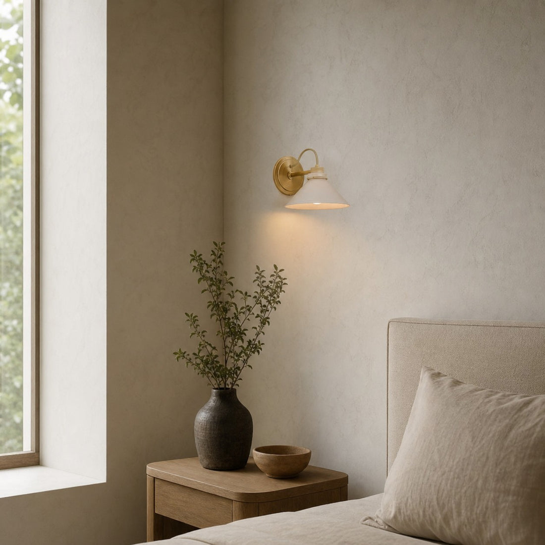 Aurenza Sconce – Farmhouse Wall Light with Metal Accents for Cozy Spaces