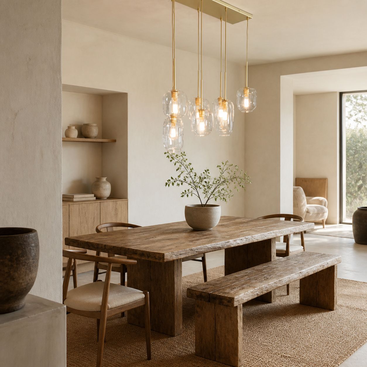 Lumivelle Sculptural 7-Light Chandelier – Adjustable Height Modern Glass Pendant